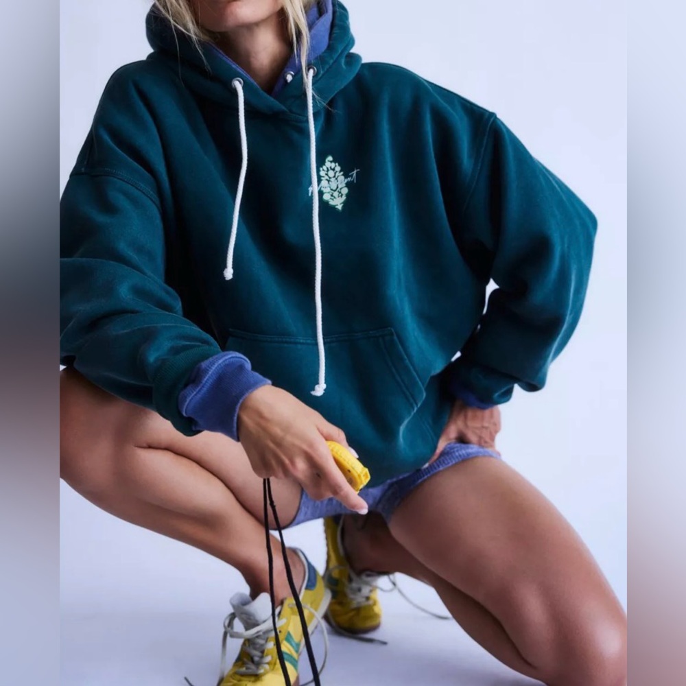 Free People FP Movement Final Call Hoodie Evergreen Combo Small NWT - Picture 2 of 4